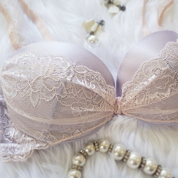 Metallic lilac lace push-up bra - Picture 2 of 2